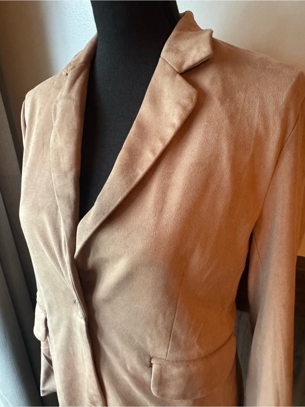 Sincerly Jules Suede One-Button Blazer in Light Brown - Picture 2 of 10